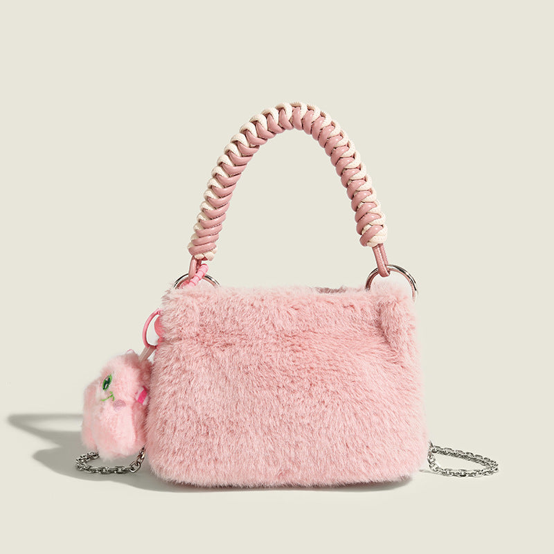 Women hand-held furry bag Furry shoulder bag 7