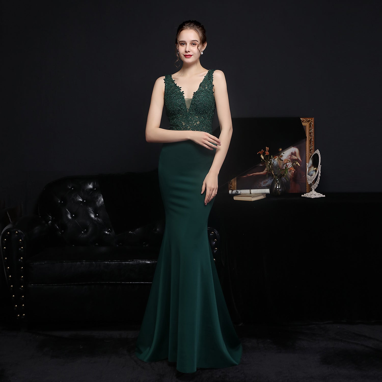 Elegant Lace Diamond Formal Party Dress Bride Long Mermaid Evening Dress 13