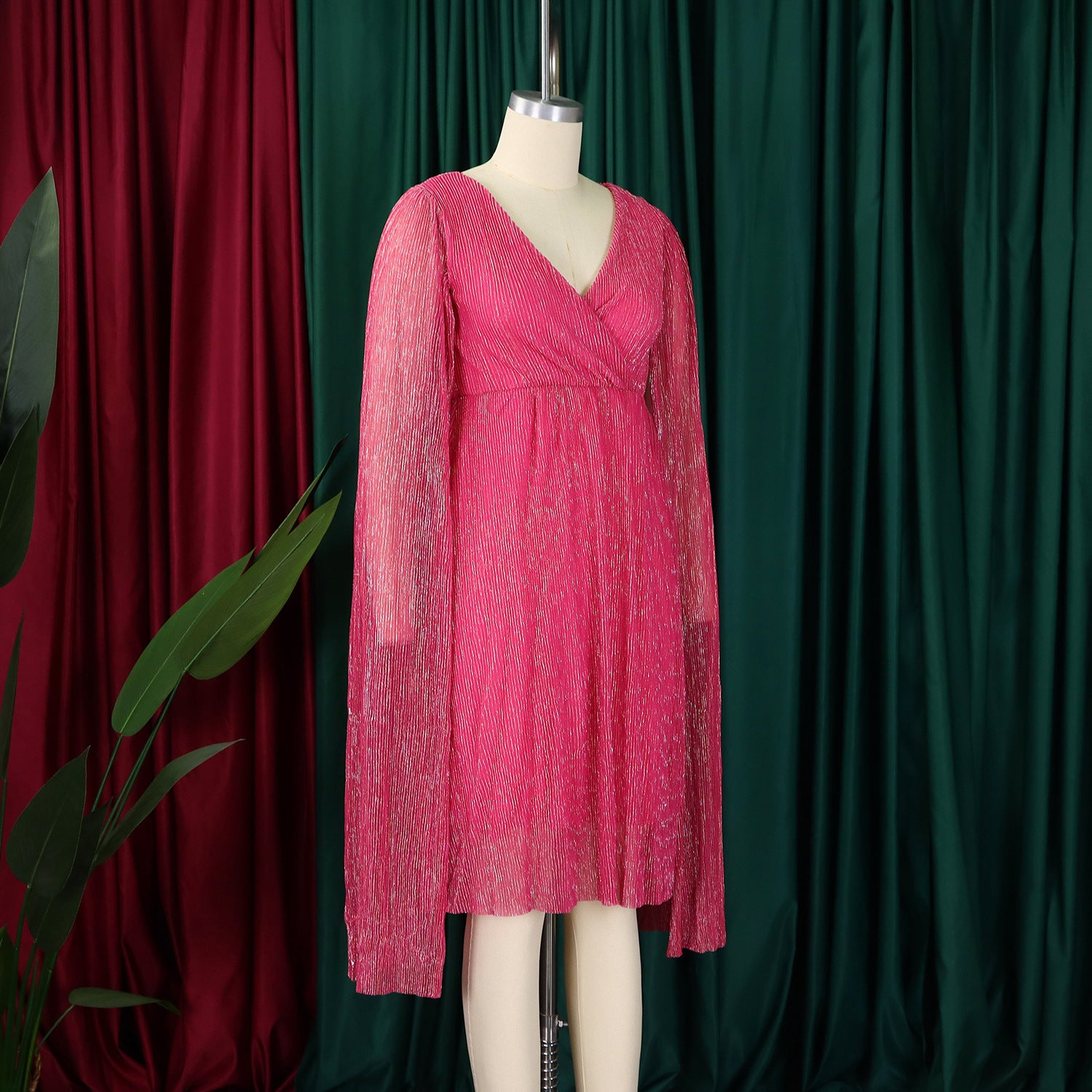 Women's Winter Fashion Chic Elegant V-Neck Long Sleeve Africa Evening Dress 16