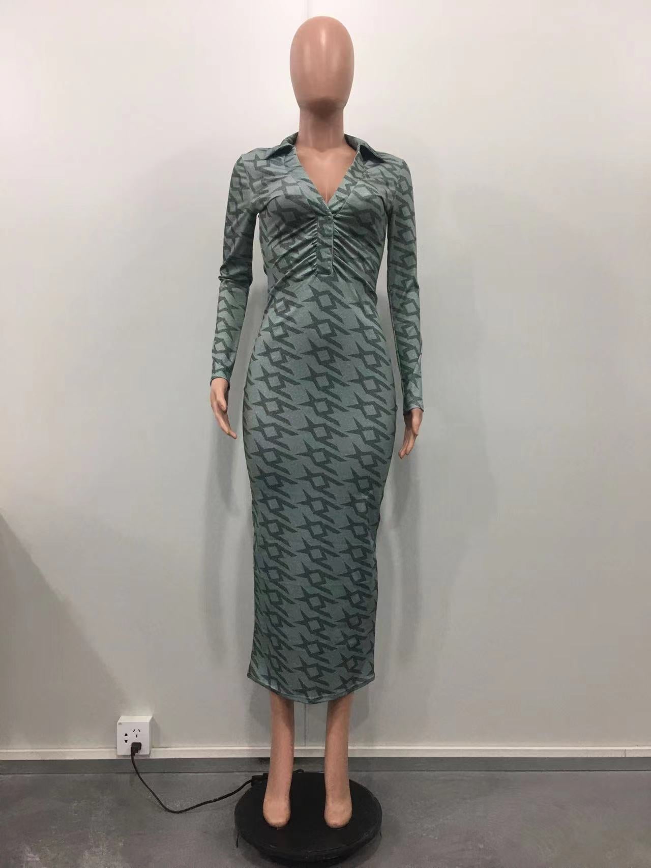 Women Autumn Long Sleeve Print Dress 8