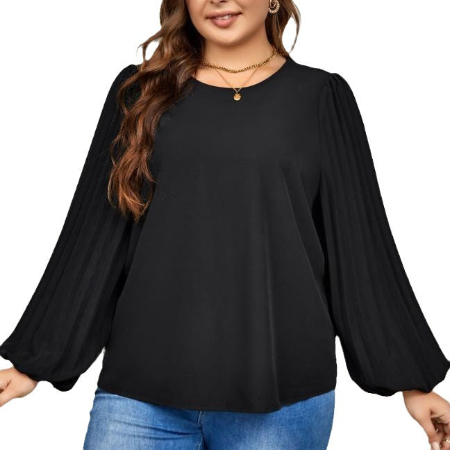 Women Solid Long Sleeve Round Neck Top 6