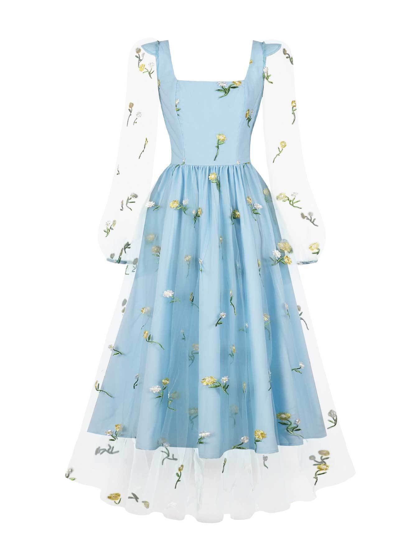 Women French retro long sleeve dress 14