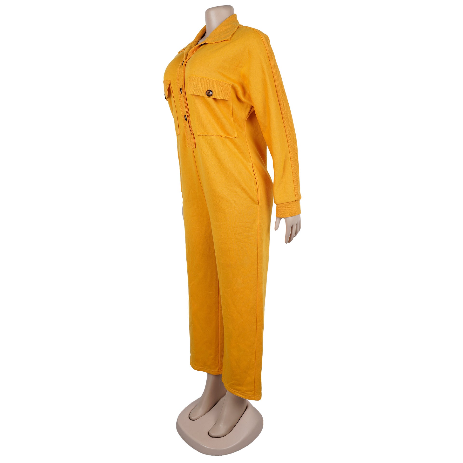 Women Casual Turndown Collar Wide-Leg Jumpsuit 8