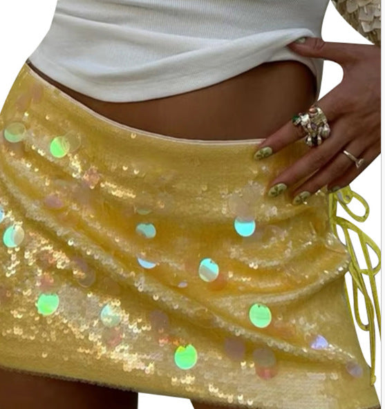 Shiny sequins Patchwork Bodycon sexy short skirt 22