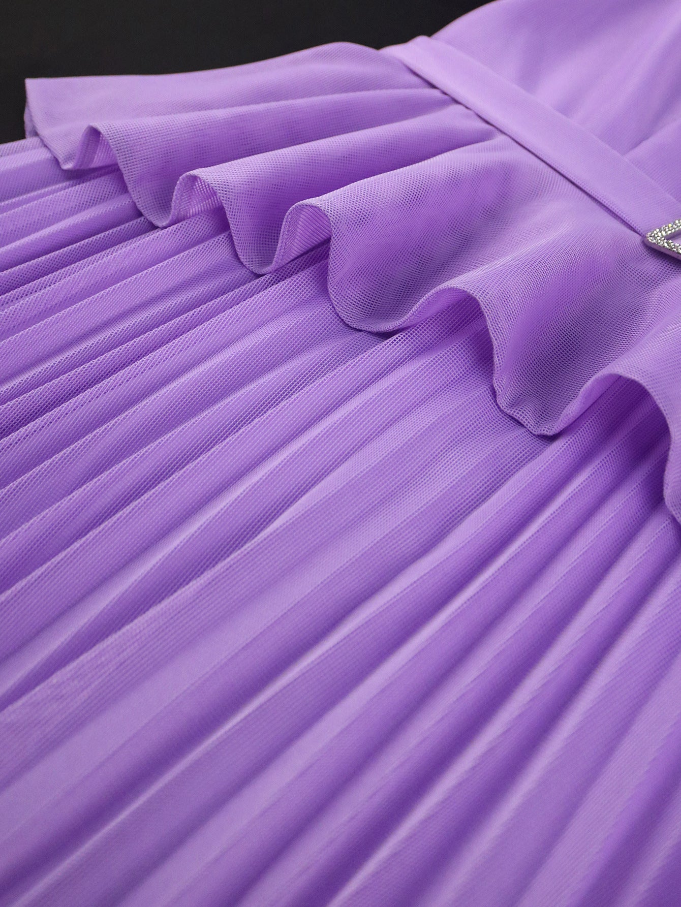 Plus-Size Women Turndown Collar Beaded Ruffle Dress 9