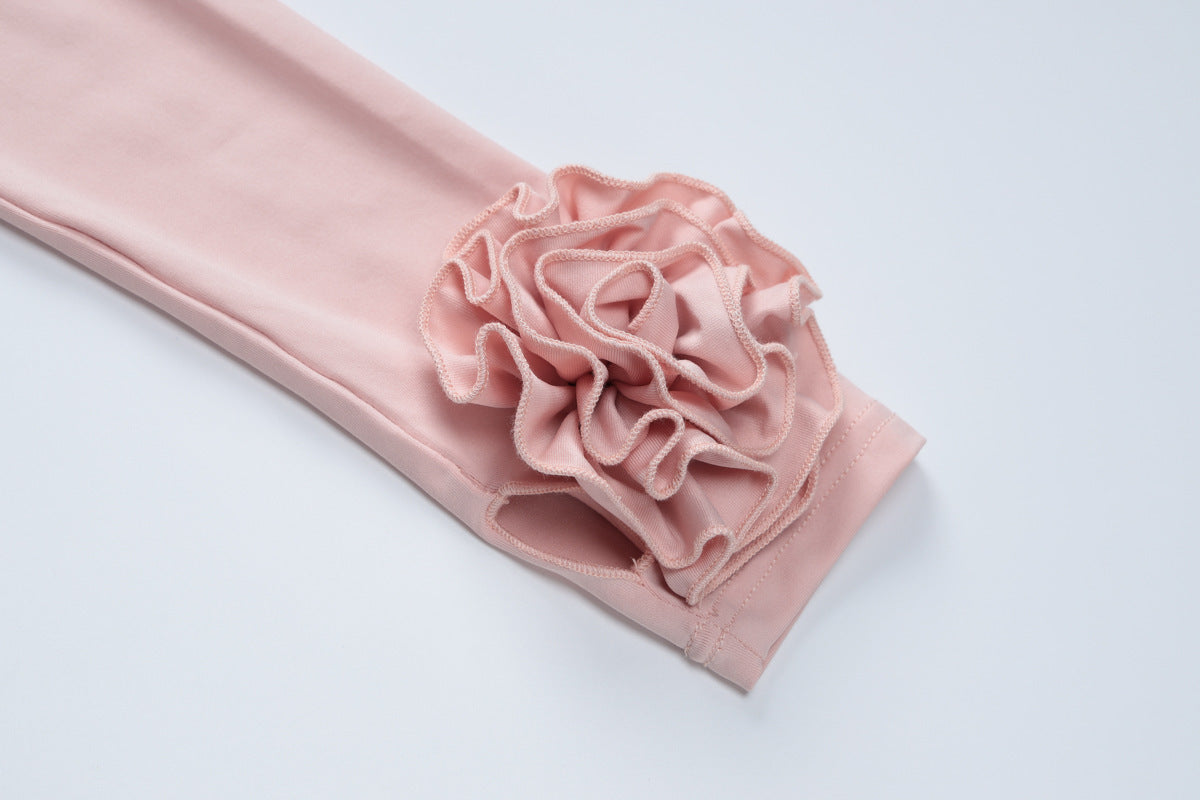 Women Fall Round Neck pleated long-sleeved dress 11