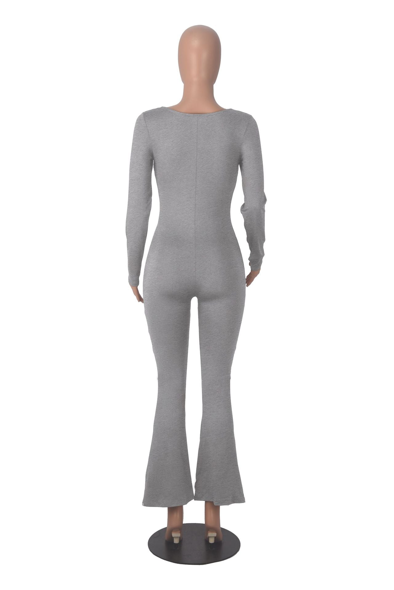 Women's Long Sleeve Square Neck High Stretch Slim Tight Fitting Jumpsuit 15