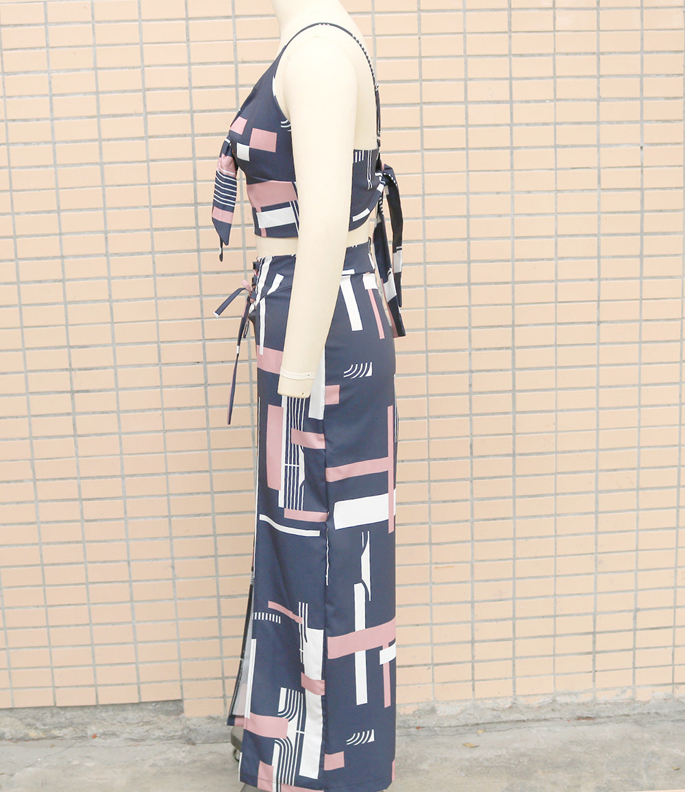 Women's fashion print Casual two-piece trousers Set 11