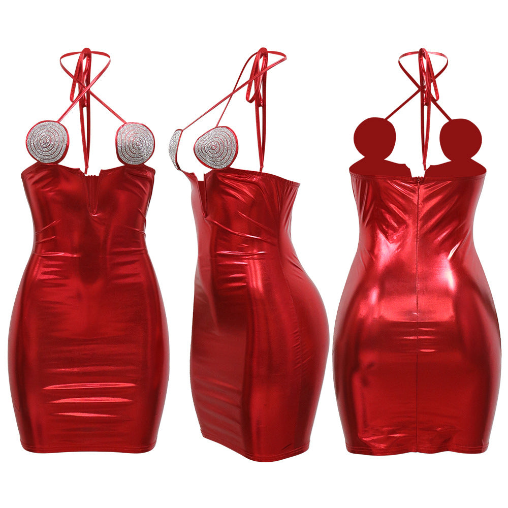 Fashionable Sleeveless Solid Color Strappy Slim Fit Bodycon Party Dress 16