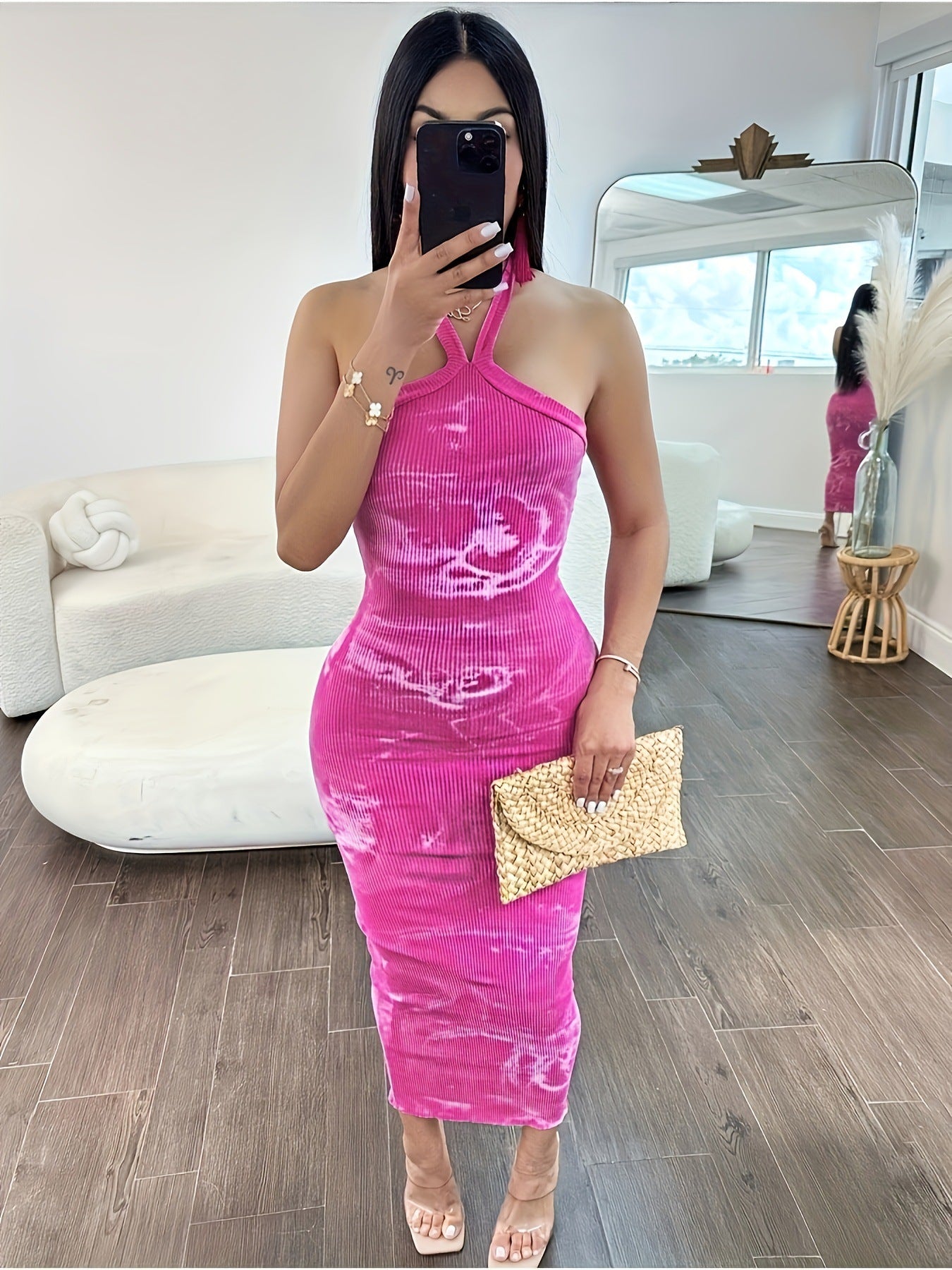 Women Halter Neck Print Dress 3