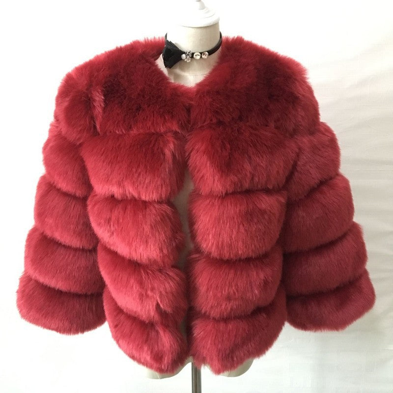 Women's Cropped Long Sleeve Fur Faux Fur Coat 39