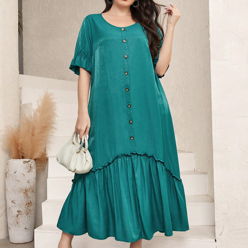 Plus size Women elegant career Loose Maxi Dress 4