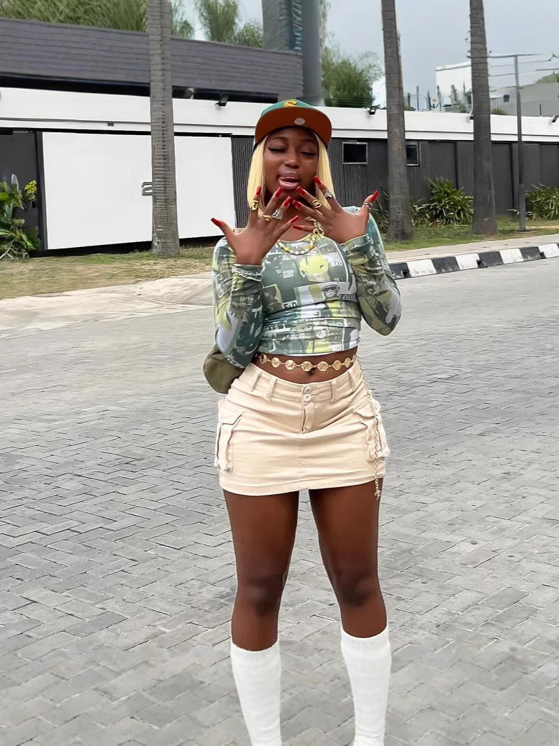 High-Waist Cargo Pocket Bodycon Mini Skirt 7