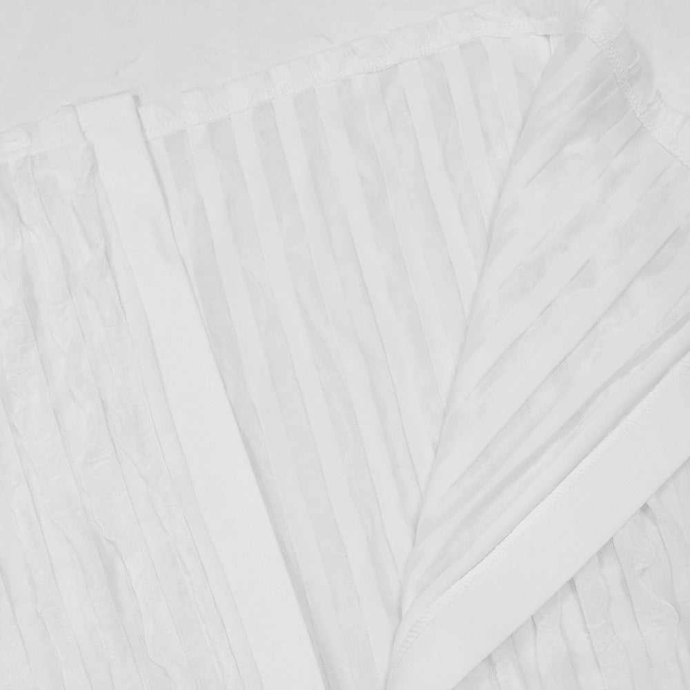 Spring Summer Women Fashion Sexy See-Through Off Shoulder Shirt Button Long Dress 19