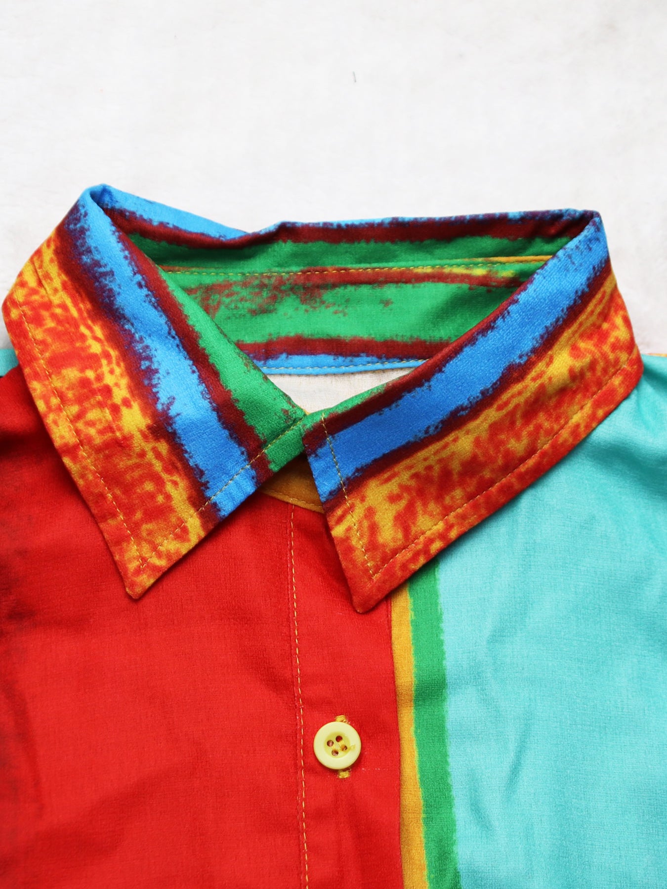 Women Loose Printed Multi-Color Top Short Sleeve Shirt Dress 12