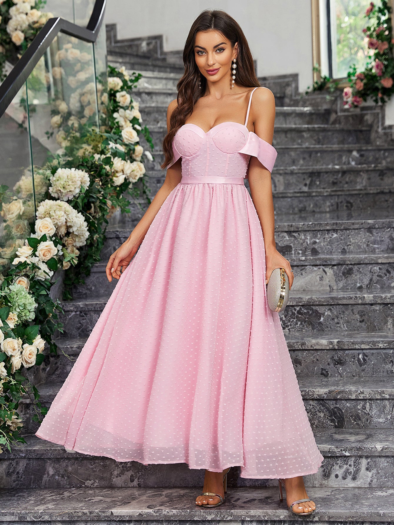 Spring Chic Elegant Strapless Solid Color Slim Low Back Long Women's Evening Dress 4