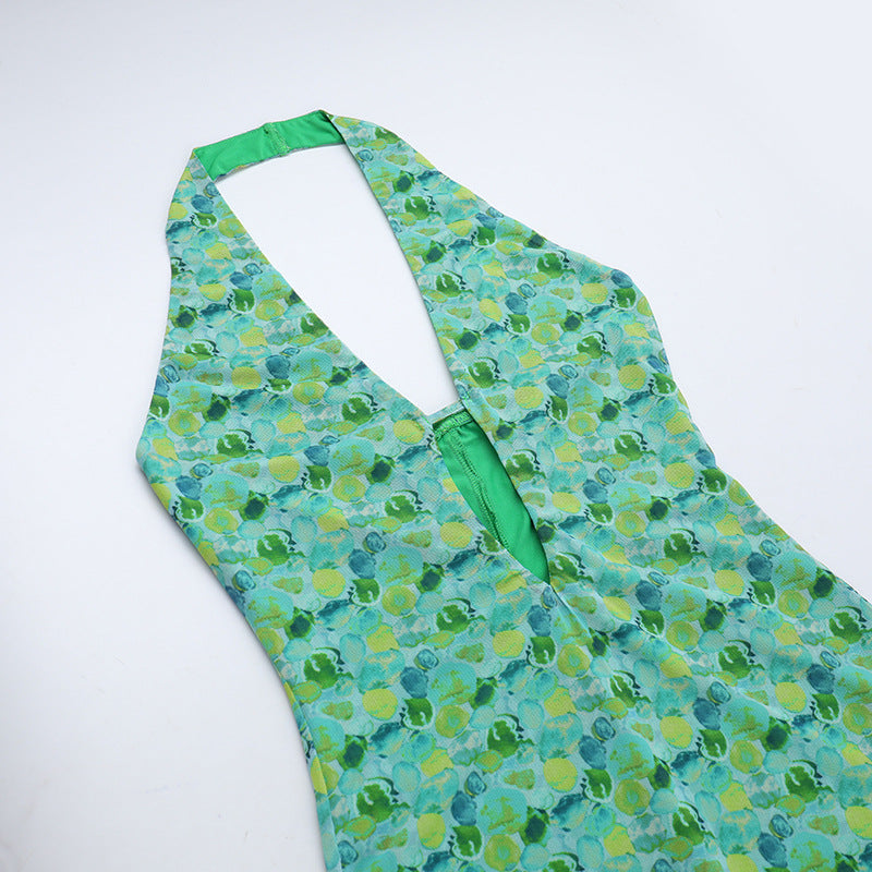 Women spring sexy print hollow Bodycon dress 7