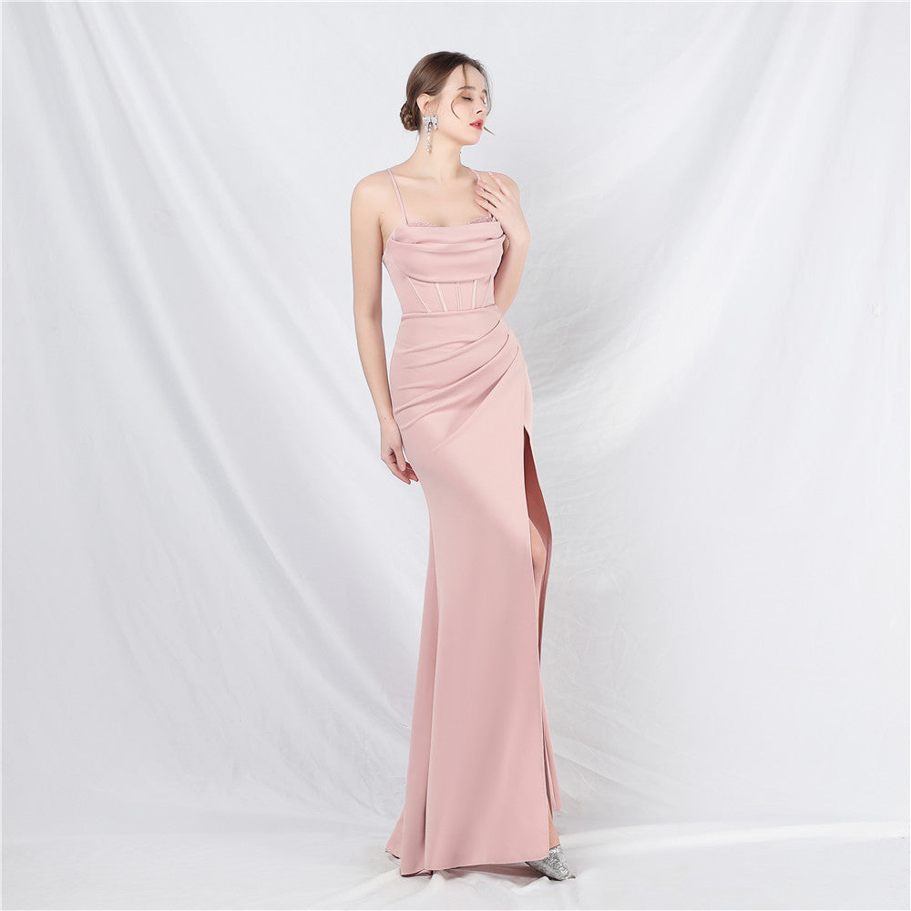 Luxury Strap Fishbone Slim Waist Evening Dress 14