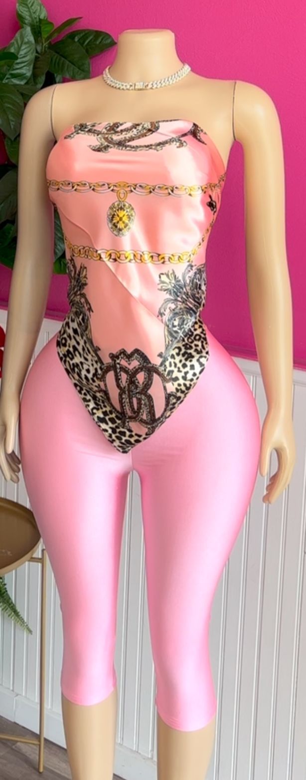 Fashion Women's Printed Strapless Sexy Two Piece Shorts Set 12