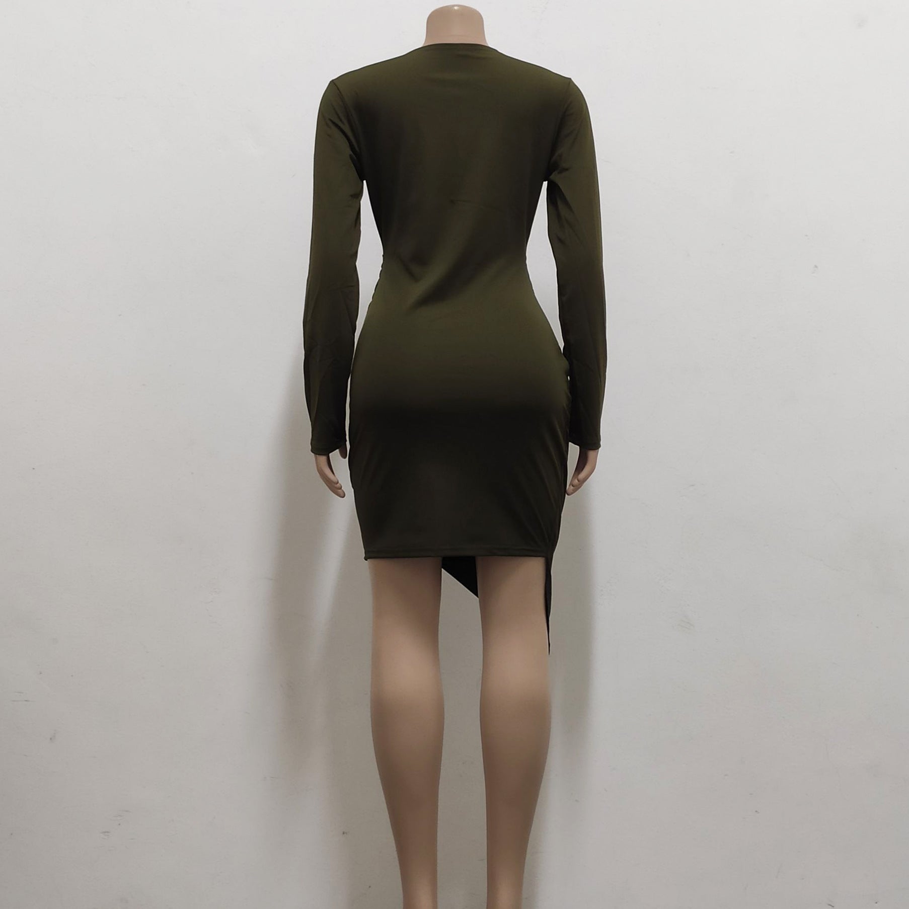 Women Sexy Solid V Neck Dress 22