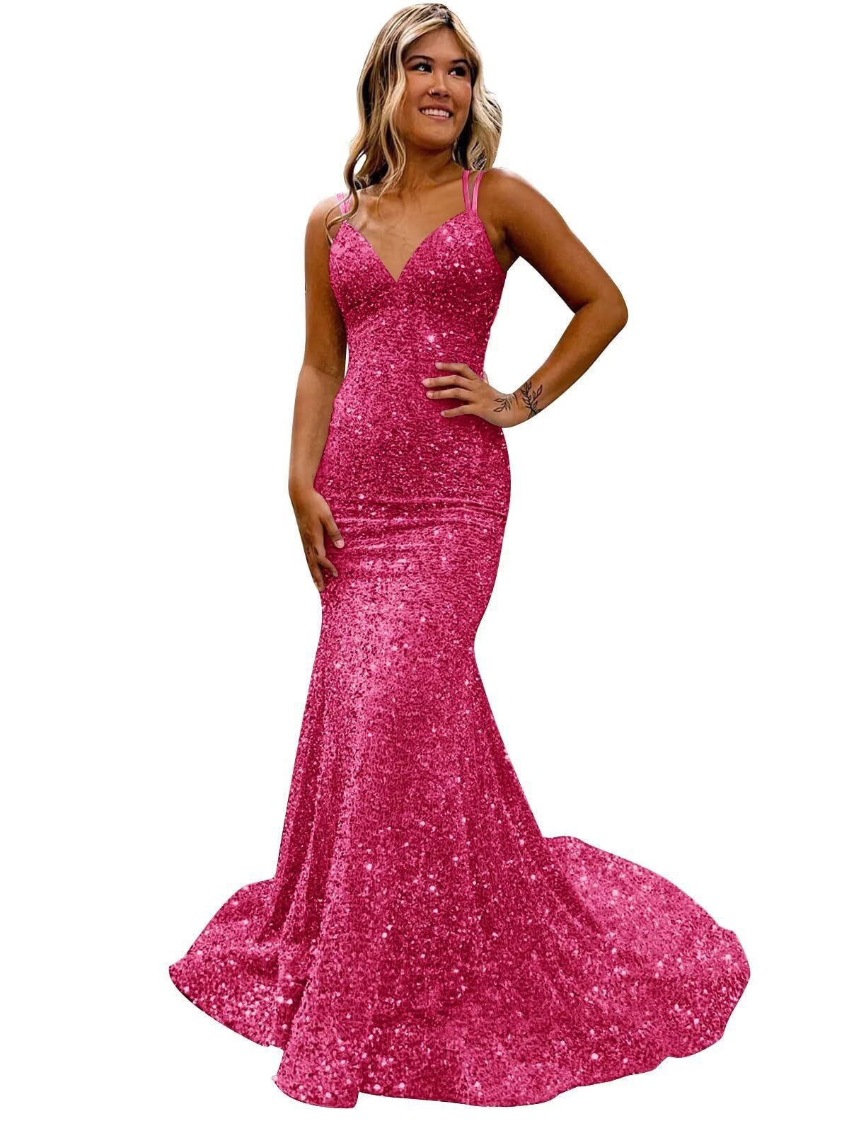 Women sequined ball Bodycon fishtail V-neck party evening dress（Processing time need 3-6 days） 31