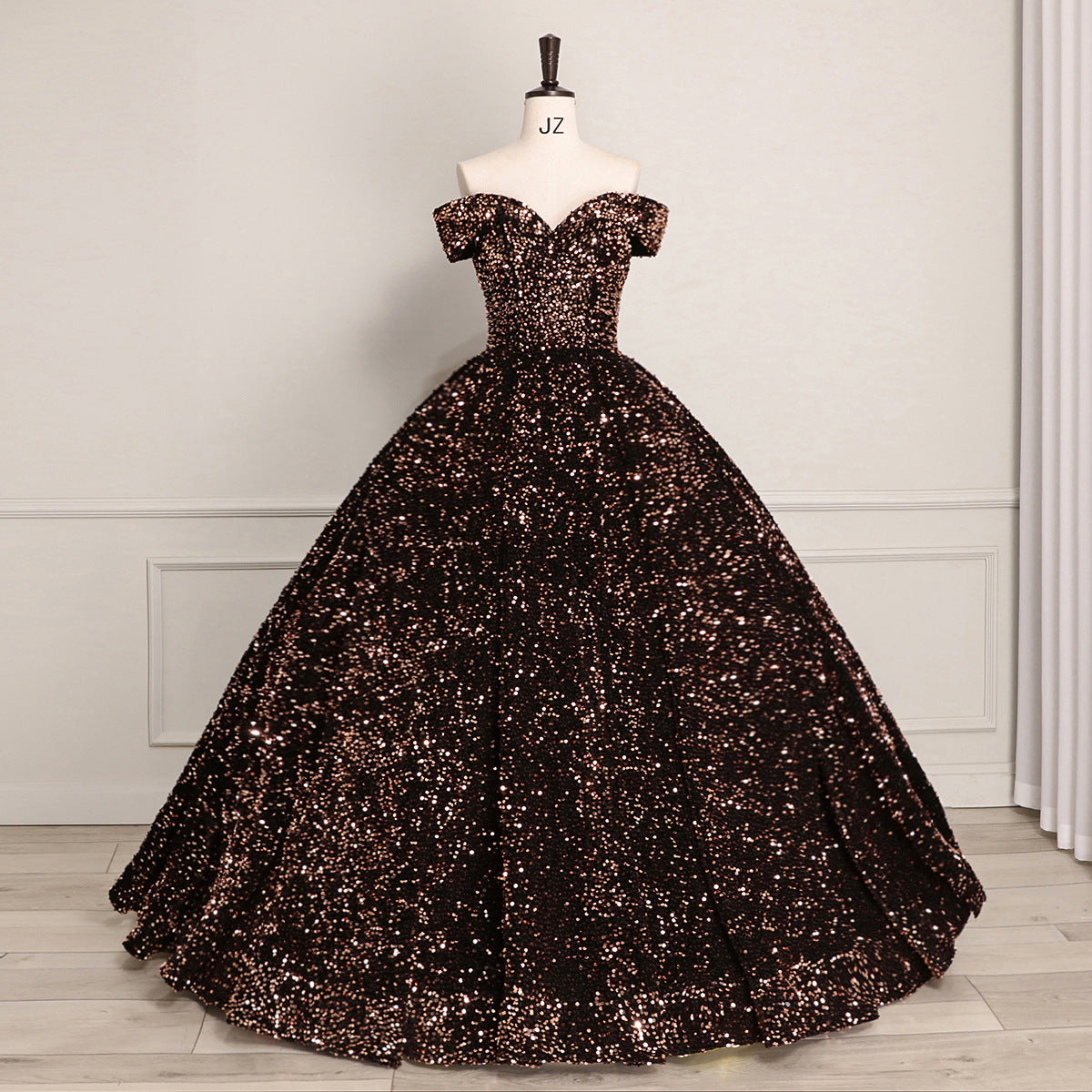Bride Wedding Dress Women's Sequins Ball Gown Off Shoulder Puffy Evening Dress 22