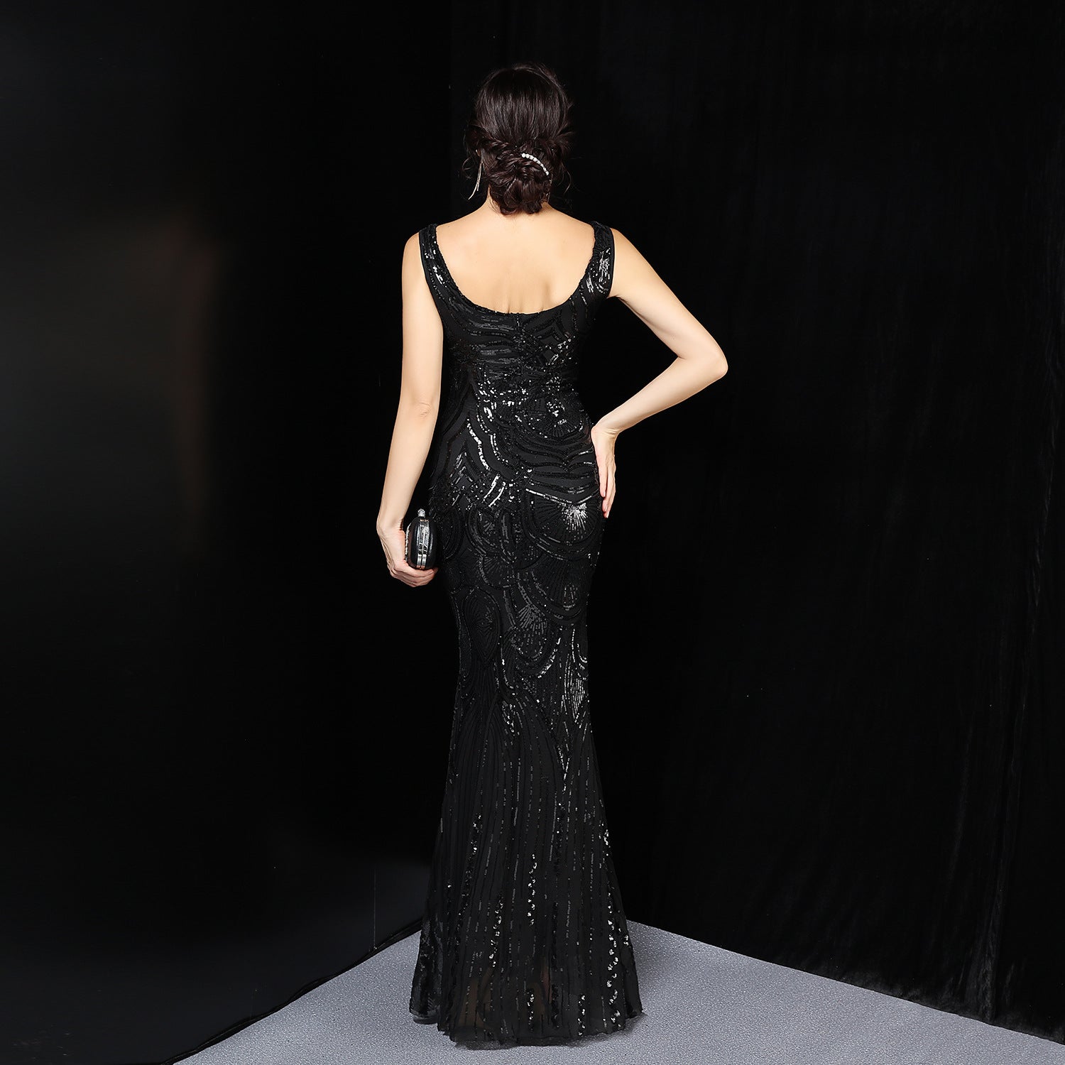 Women Formal Party Sequins Sleeveless Mermaid Evening Dress 5