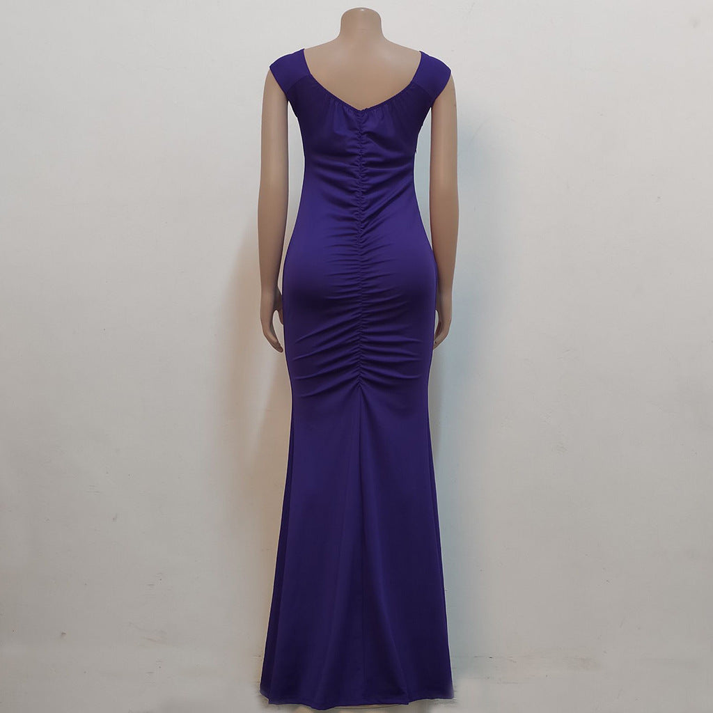 Women Sexy V Neck Slightly Wrinkled Dress 29