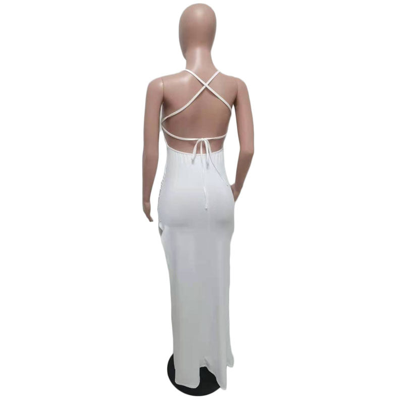 Women's Clothing Spring Summer Fashion Sexy Sling Pure Color Dress 30