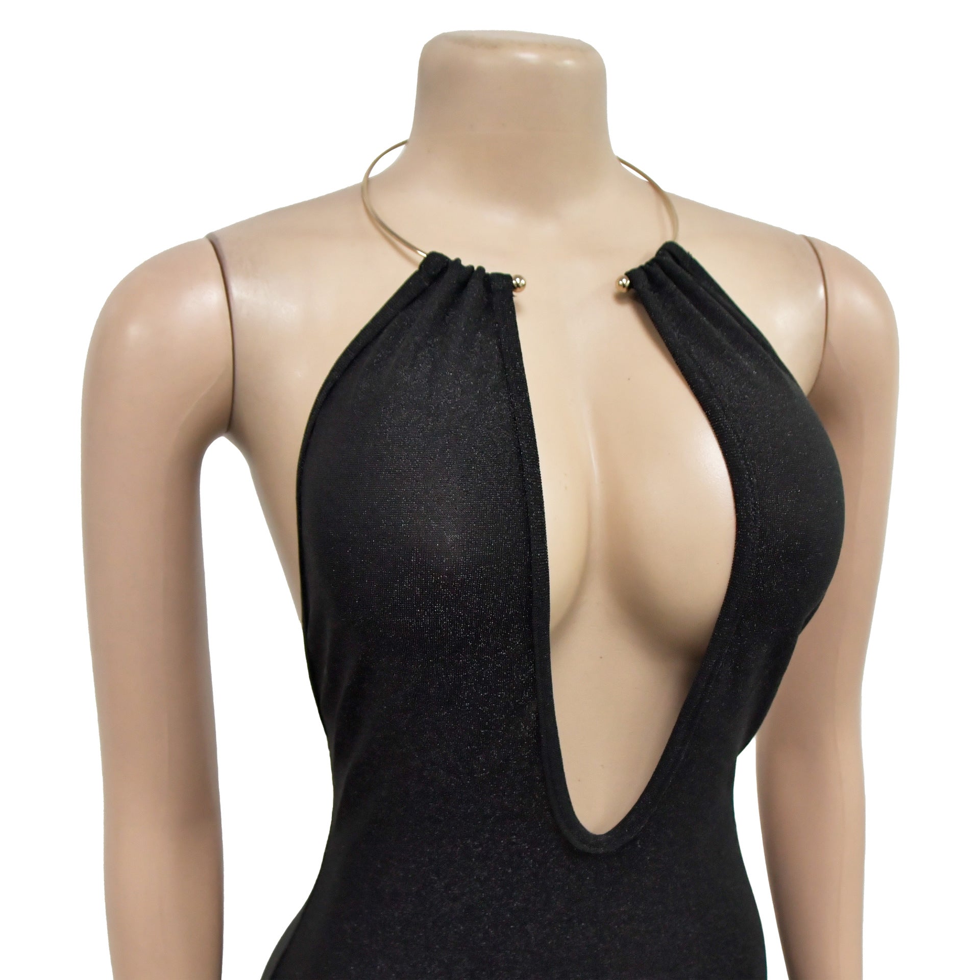 Women Solid Hollow Backless Sleeveless Maxi Dress 19