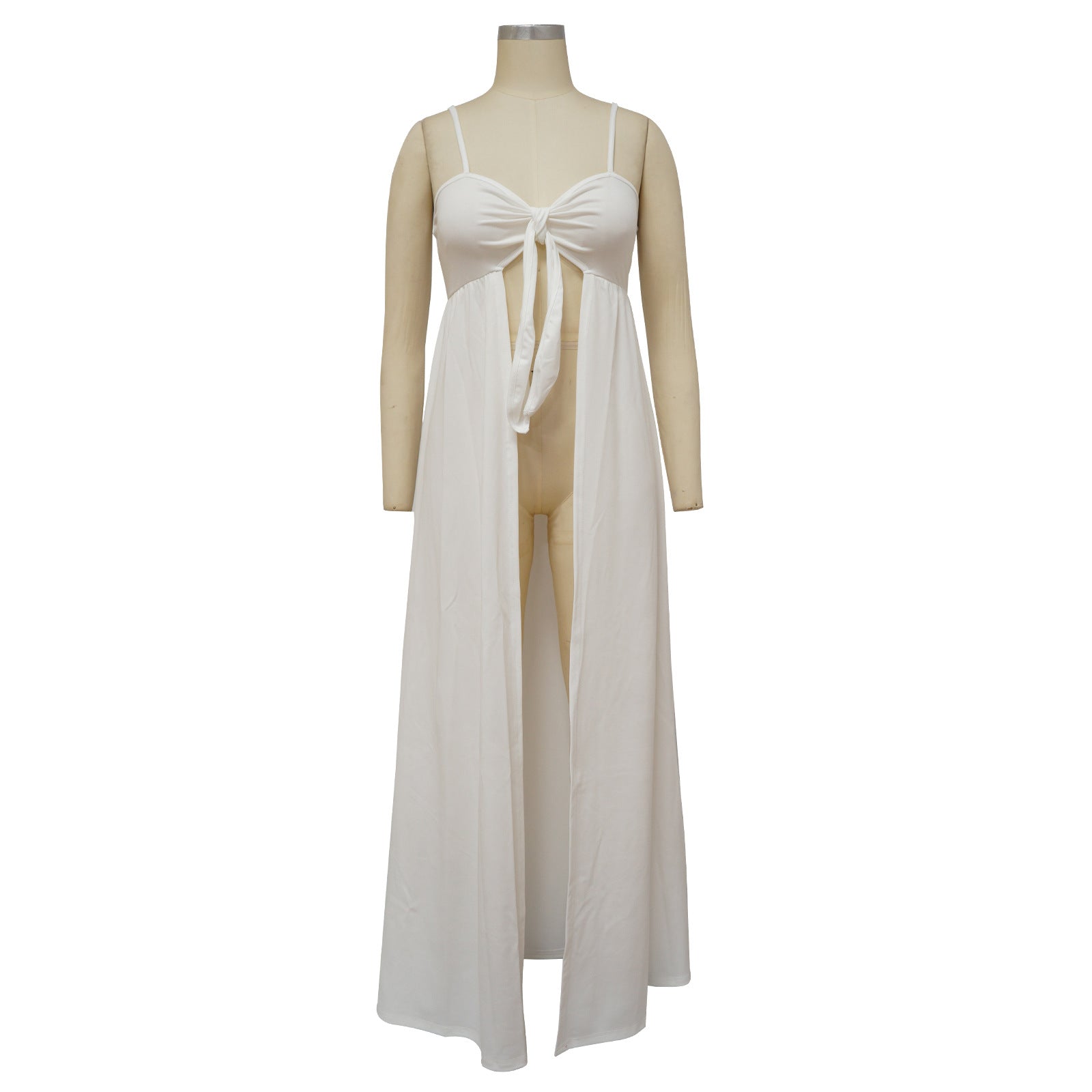 Women Sexy strap Irregular V-neck Slit Long T-Shirt 7