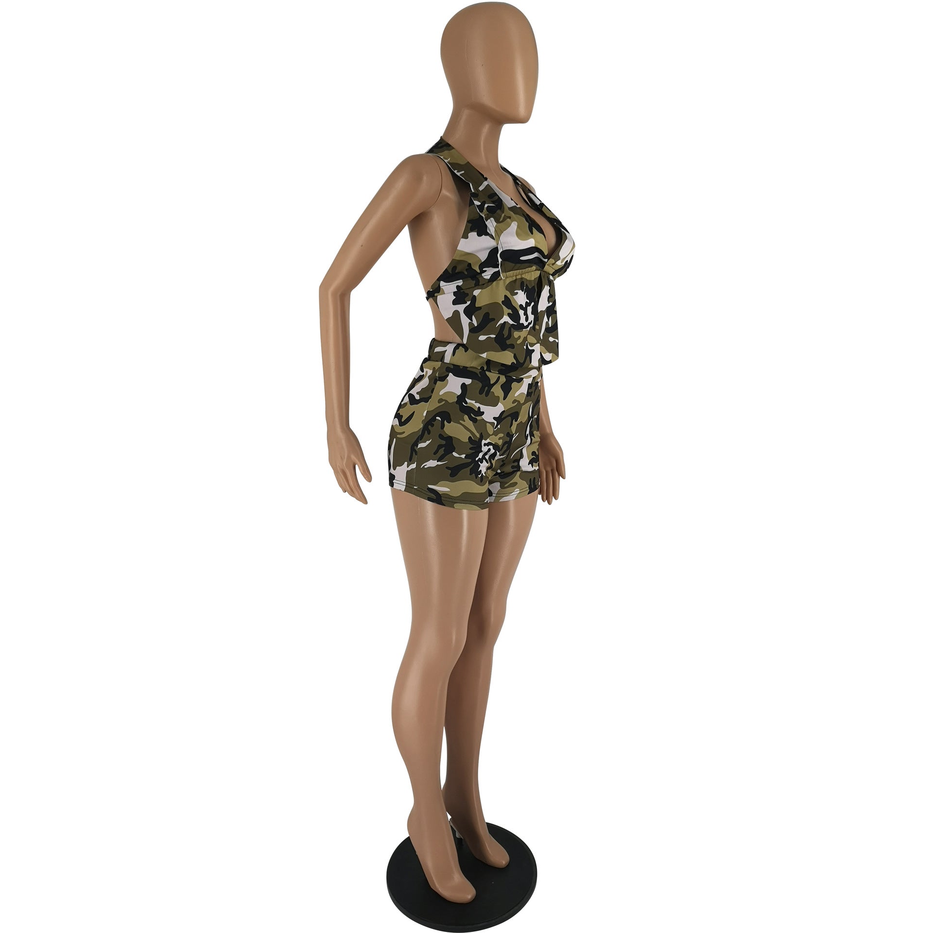 Women Summer Sexy Casual Top and Shorts Two-Piece Set 14