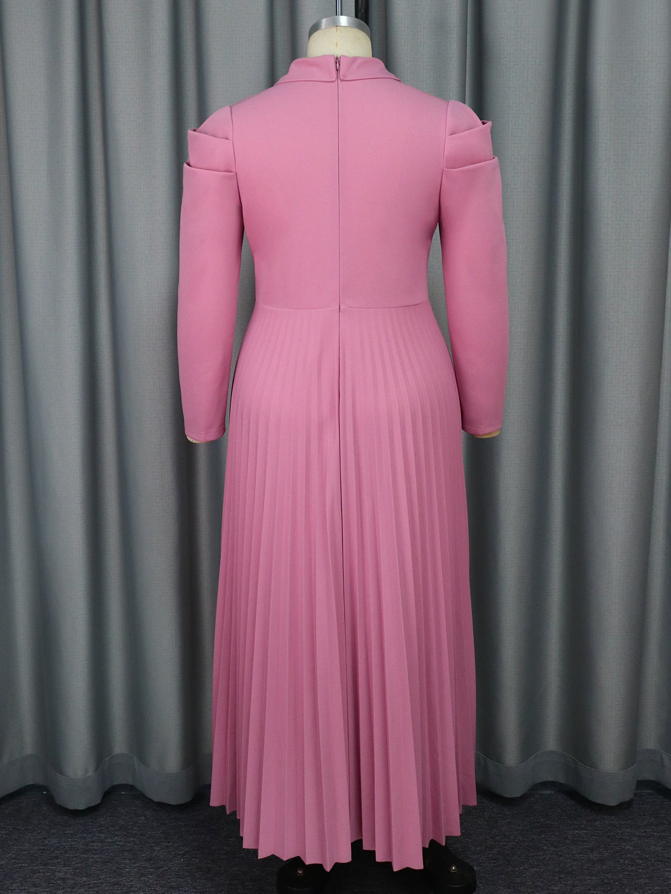 Chic Style Turndown Collar Career Pleated Dress 10