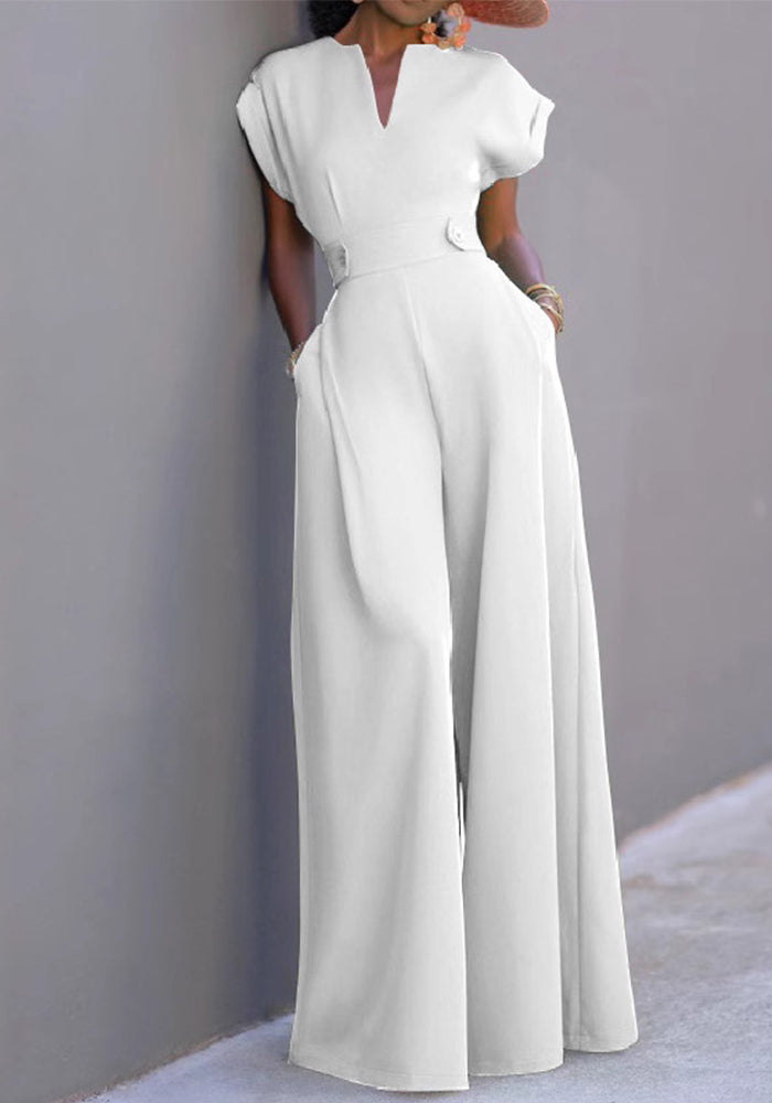 Women casual solid wide-leg jumpsuit