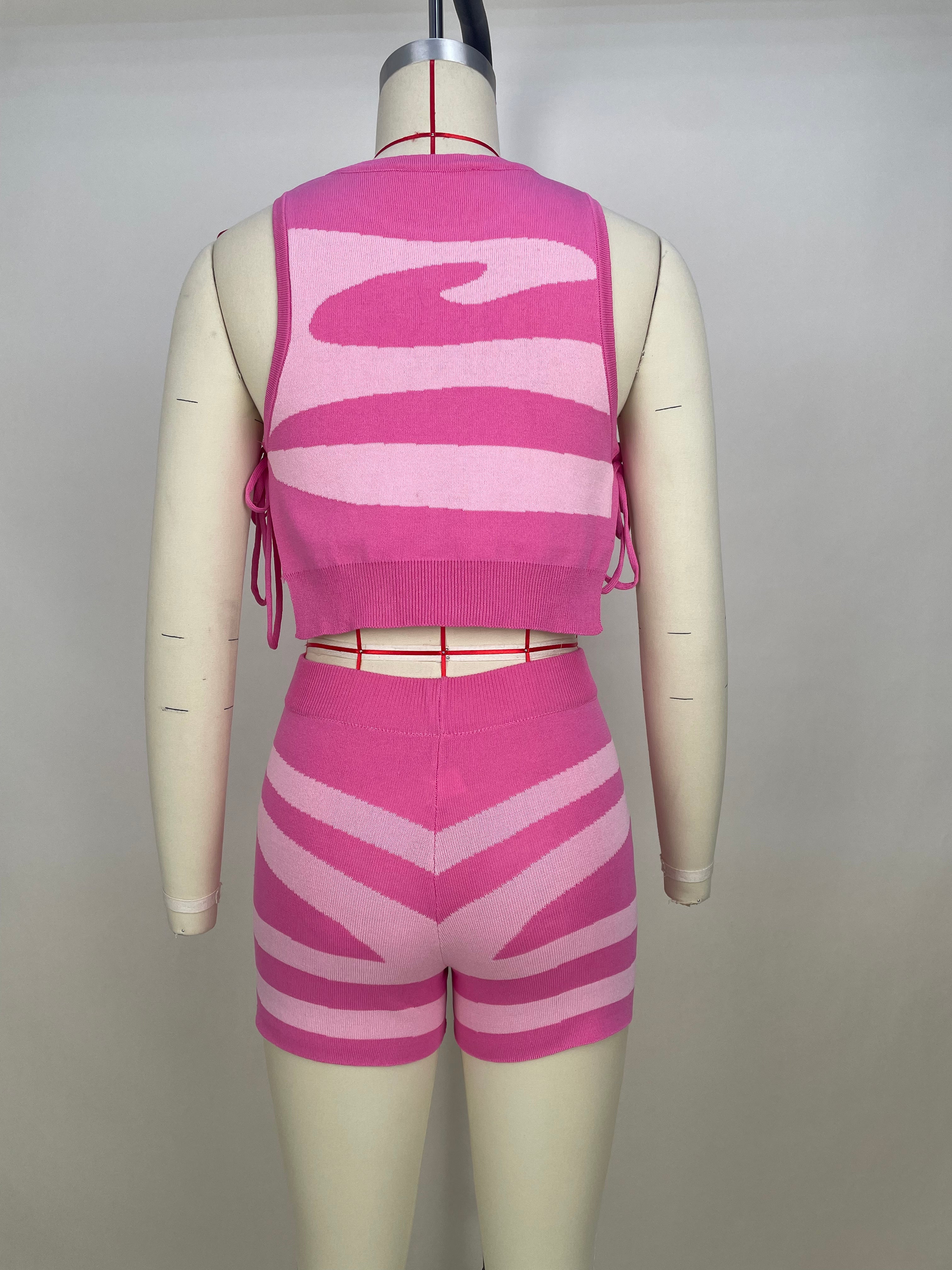 Women's Sleeveless Lace-Up Print Casual Two-Piece Set 22