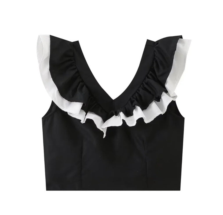 Women v-neck ruffled top and pant two-piece set 13