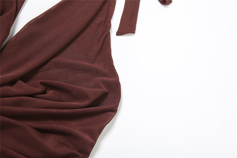 Women Summer Street Trend Mesh See-Through Sleeveless Halter Neck Dress 13