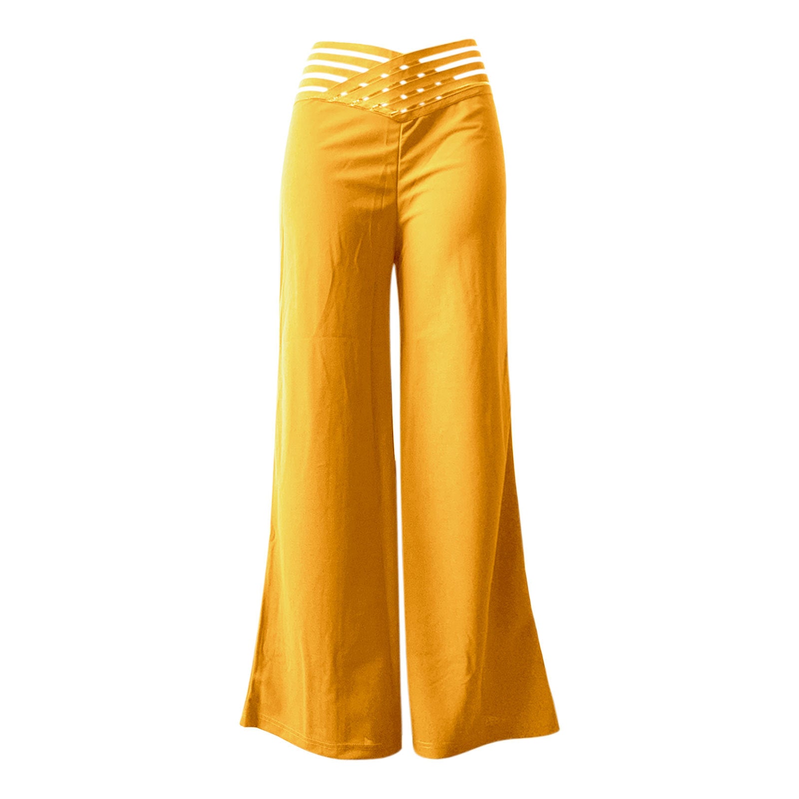 Women Cutout Belt High Waist Casual Wide Leg Pants 20