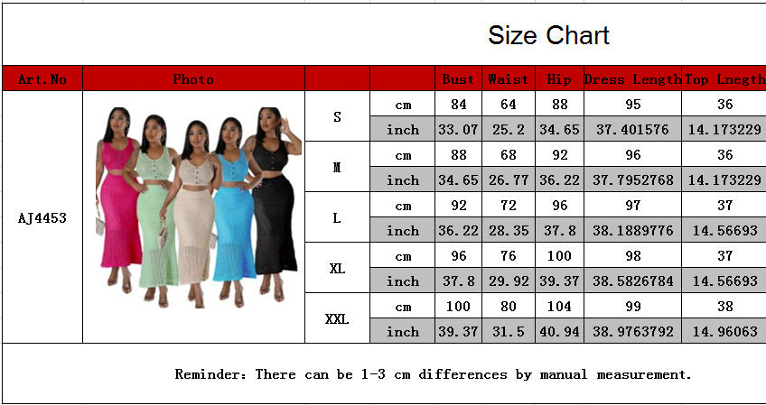 Women tassel fishnet knitting Casual Top and Skirt two-piece set 15