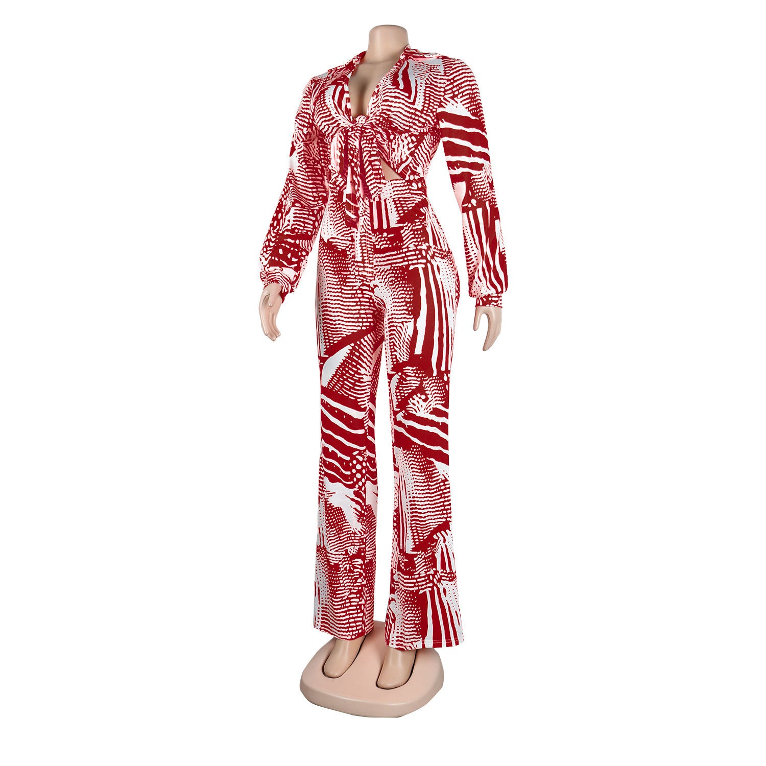 Sexy Printed Nightclub Lace-Up Two-Piece Pants Set 14