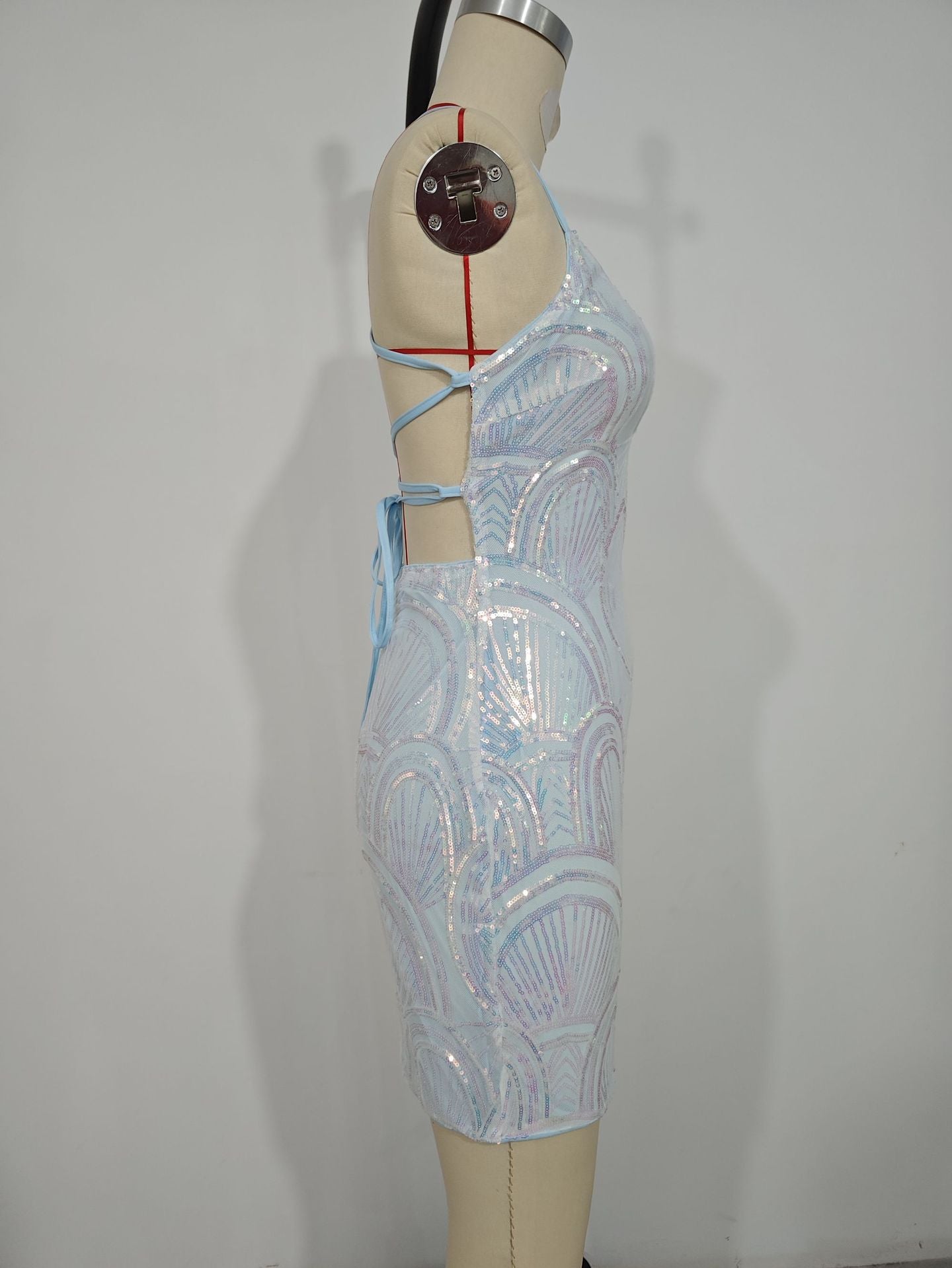 Summer Fashion Sexy Strap Backless Sequin Mini Bodycon Dress Formal Party Gown 8