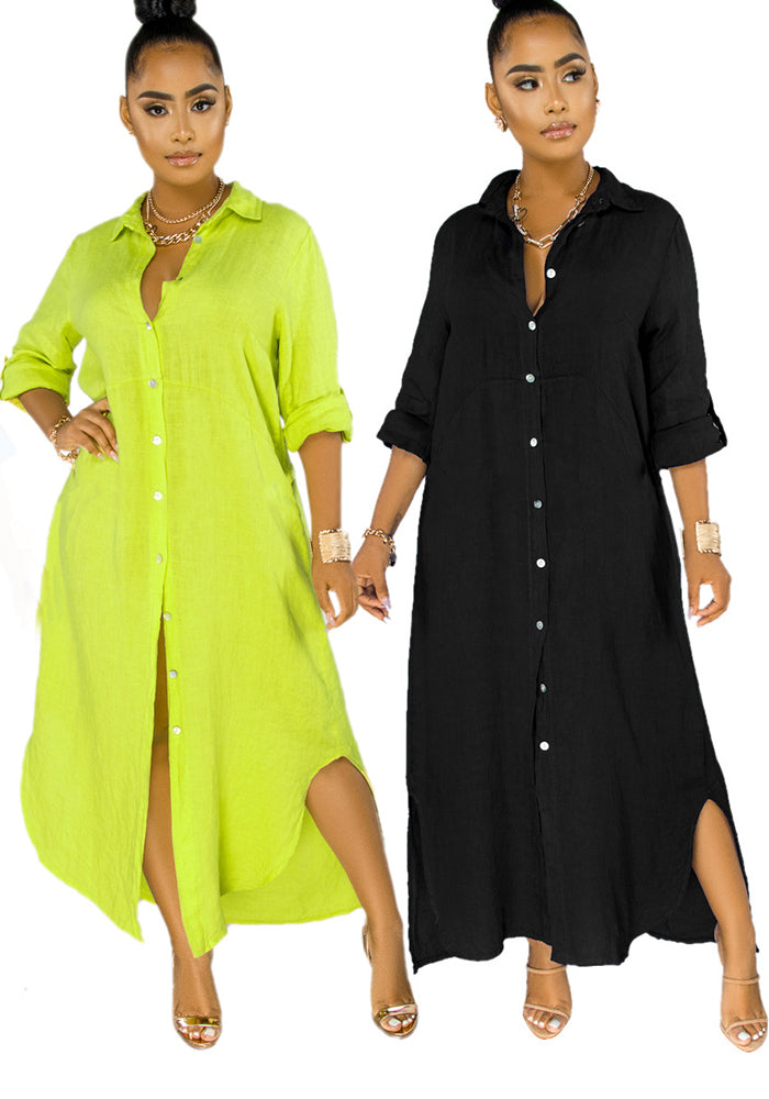 Sexy Fashion Solid Color Women's Shirt Dress
