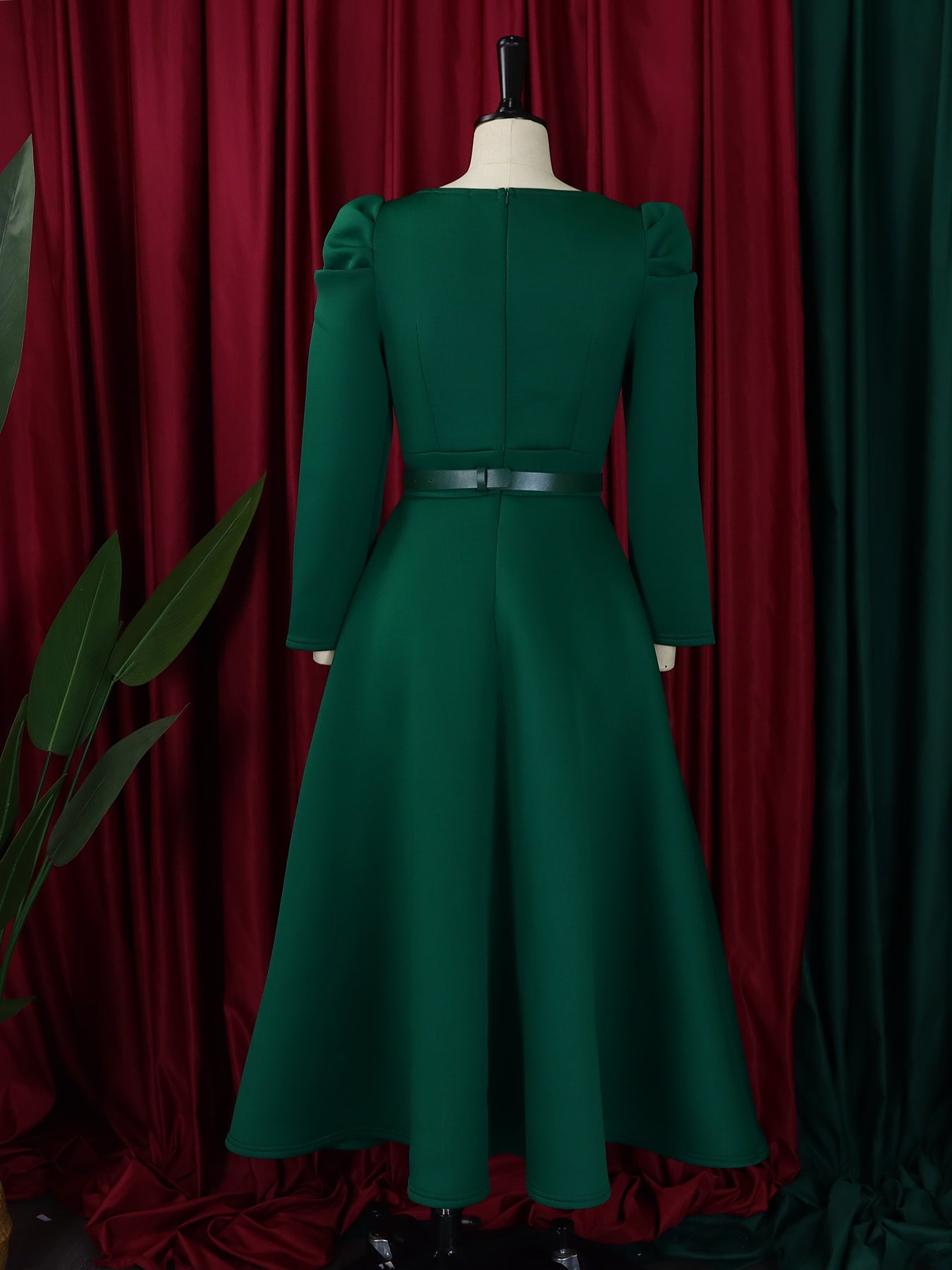 Plus Size Women Winter Puff Sleeve Formal Party Dress 29