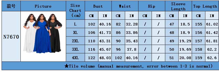 Plus Size Women's Solid Color V-Neck Sexy Wedding Long Dress 11