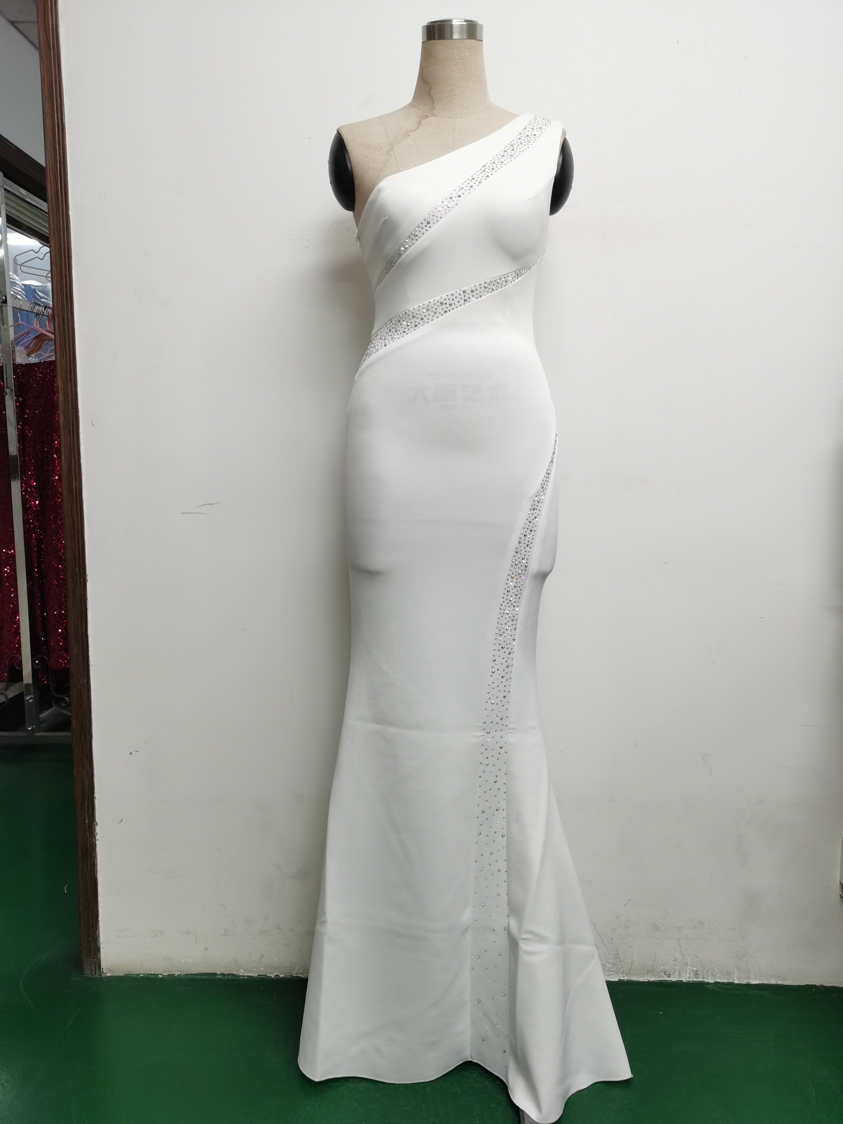 Summer formal beaded one shoulder mermaid evening dress 28