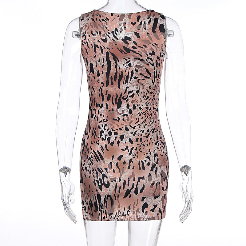 Women Summer Sexy Sleeveless Leopard Bodycon Dress 6