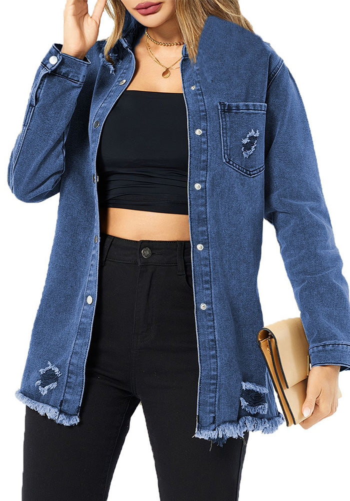 Women Casual Fall/Winter Long Sleeve Denim Jacket
