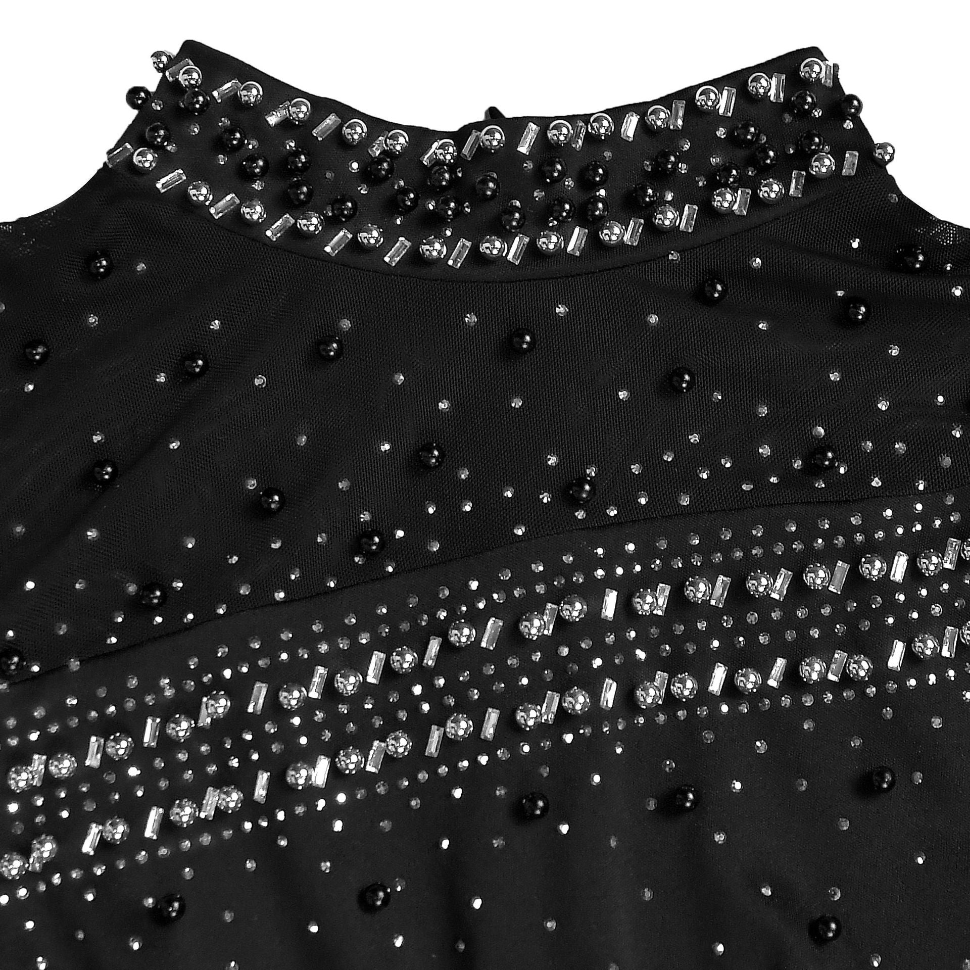 Women's Beaded Chiffon Mesh Cape Sleeve Evening Gown 12