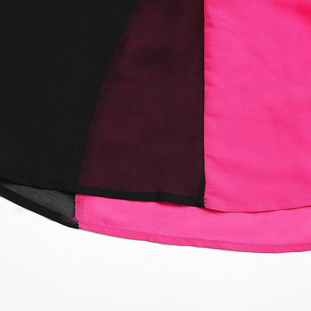 African Women's Elegant Plus Size Chiffon Patchwork Contrast Long Dress 16