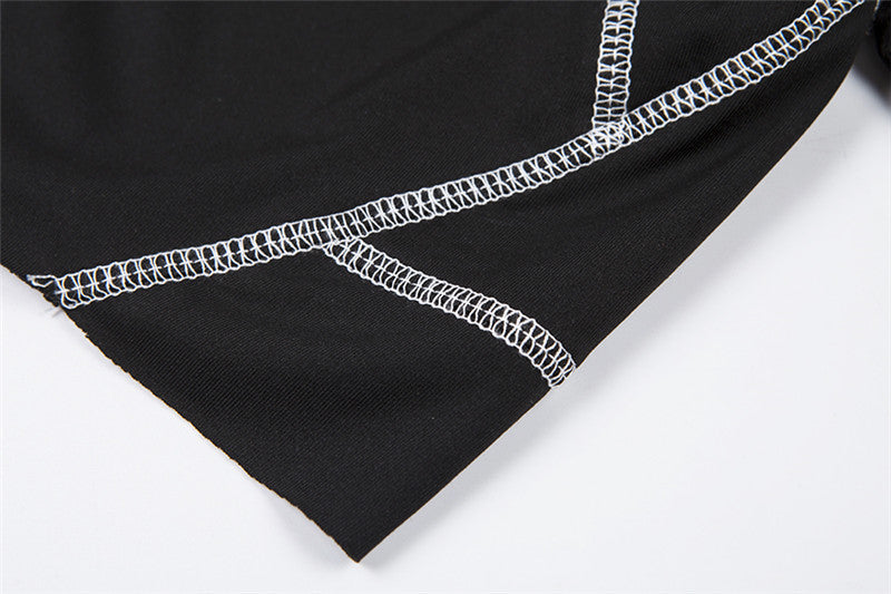 Spring Women's See-Through Mesh Patchwork Printed Slim Long Sleeve Casual two piece pants set 25